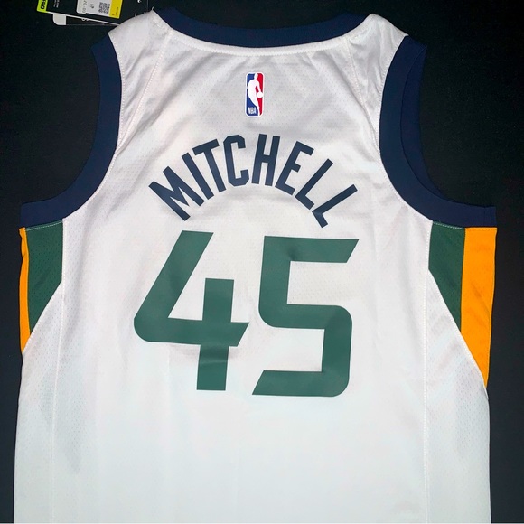 NWT Nike Donovan Mitchell Utah Jazz #45 White Association Swingman Jersey 40 S - Picture 2 of 6